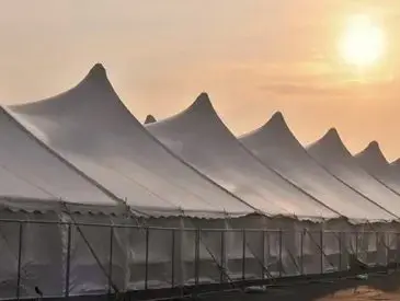 Event tents with morning sun