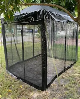 Transparent tent in a garden