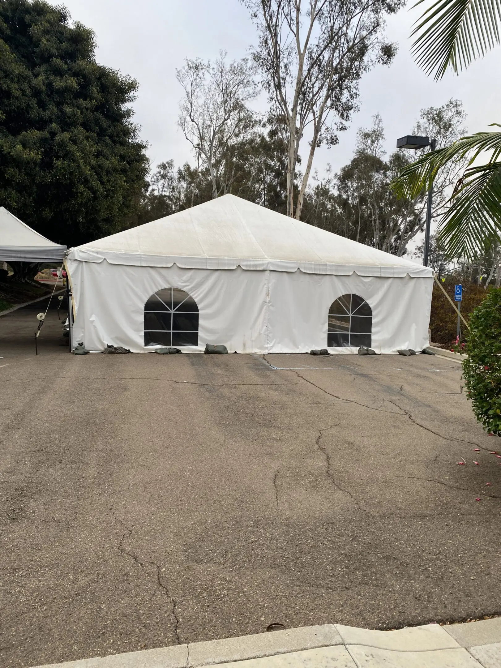 30' x 70' Used Engineered Frame Tent w/ 18 Oz. White Top (2" diameter Single-Tube & 4" Double Barrel Twin -Tube Hybrid) - Image 4