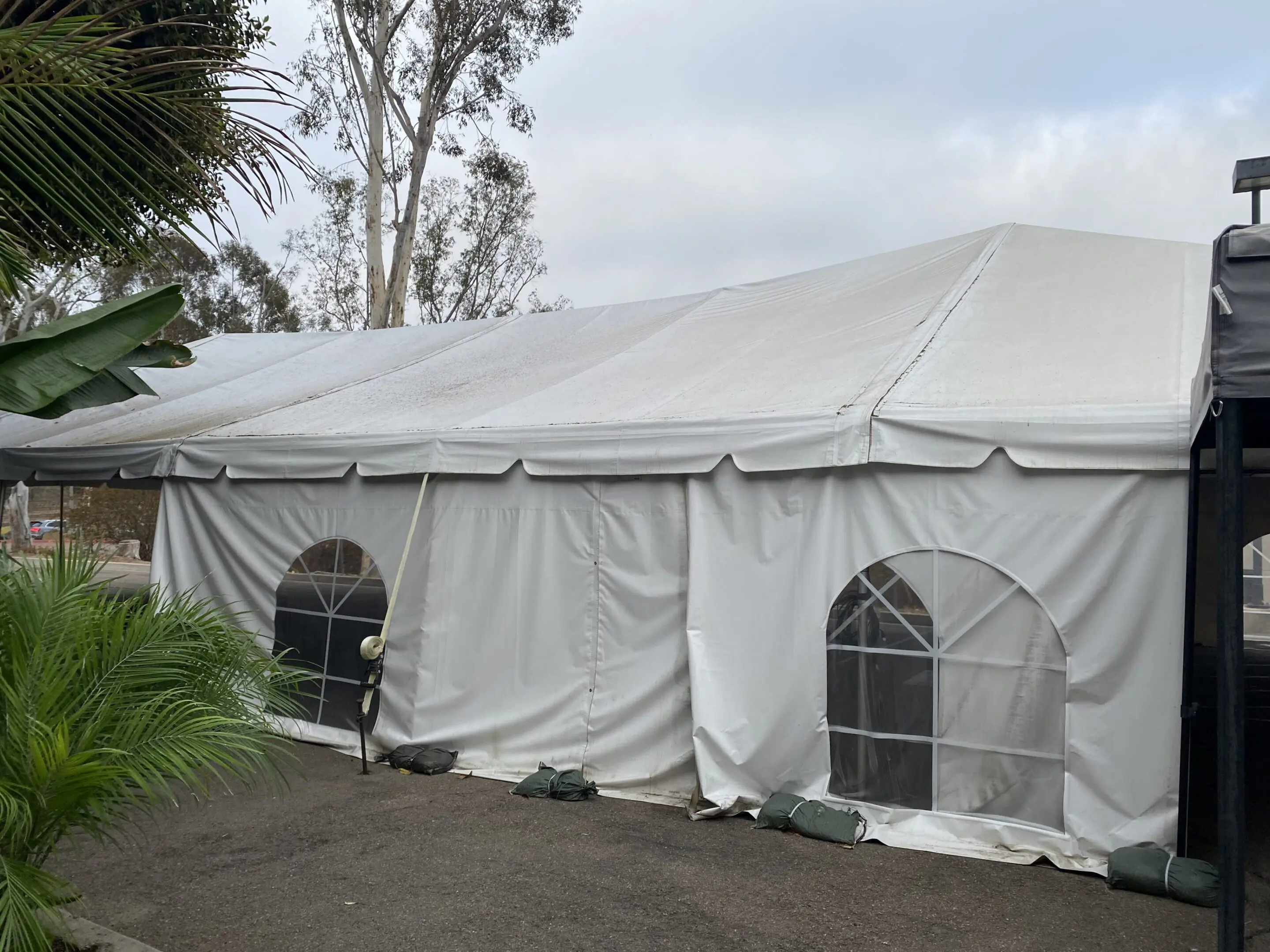 30' x 70' Used Engineered Frame Tent w/ 18 Oz. White Top (2" diameter Single-Tube & 4" Double Barrel Twin -Tube Hybrid) - Image 5