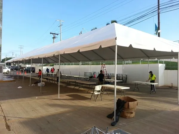 Empty event space under a large tent