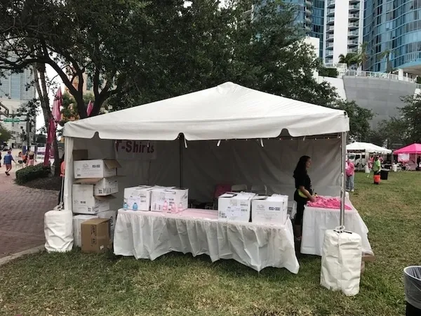 T-shirt stand at outdoor event