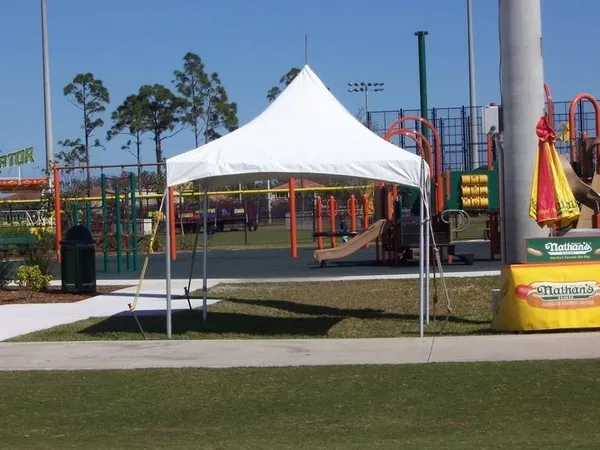 Park tent with slides and swings