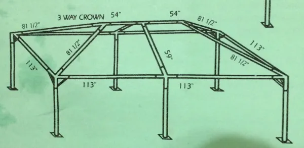 Architectural design sketch with dimensions