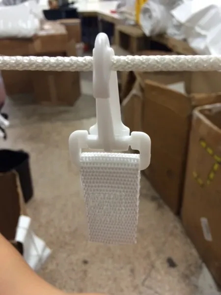 Plastic clip hanging on a rope