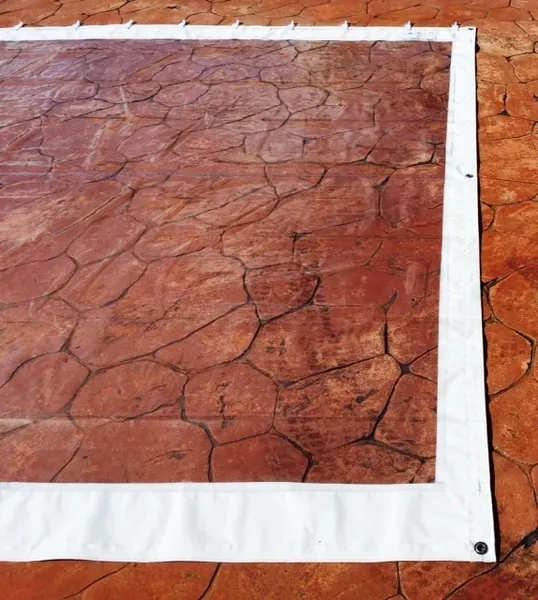 Protective tarp on dry ground