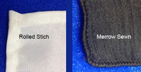 Black merrow sewn fabric comparison