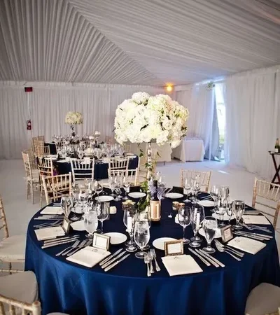 Round tables with floral centerpieces