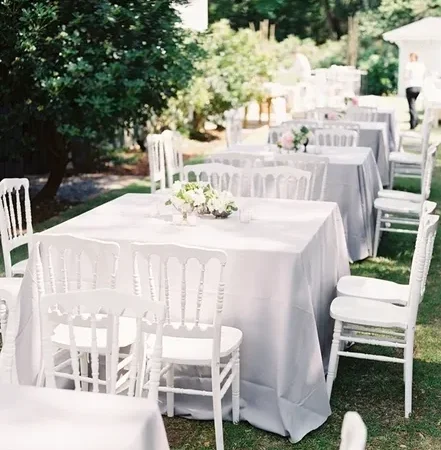 Elegant garden event with floral centerpieces