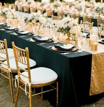 Gold and black wedding decor