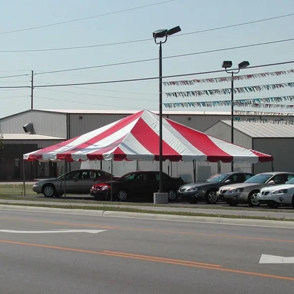 Outdoor tent at vehicle lot