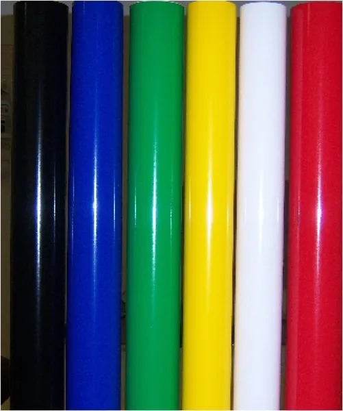 Colorful vinyl rolls in a row