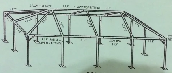 Structural framework illustration with dimensions
