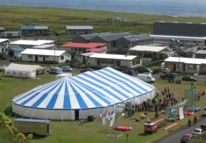 Aerial view of a circus tent setup