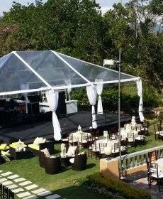 Outdoor event with transparent tent