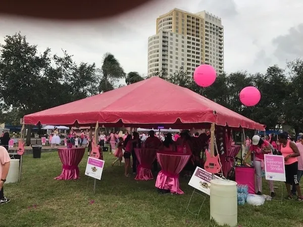Pink event tent with decorations