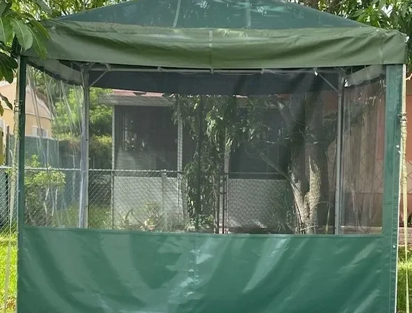 Backyard gazebo under trees