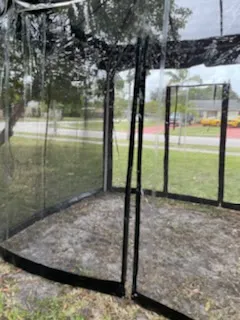 Clear tent on grassy area
