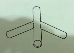 Optical illusion with three-pronged shape