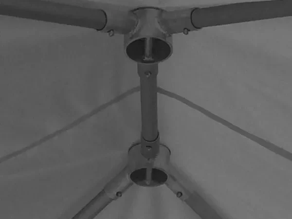 Interior view of tent pole framework
