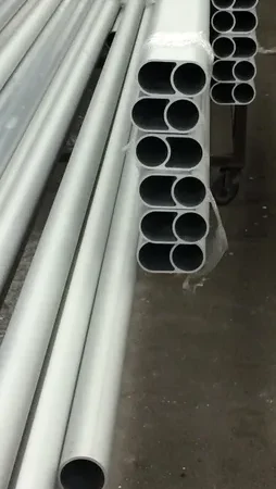 Metal pipes stacked on the floor