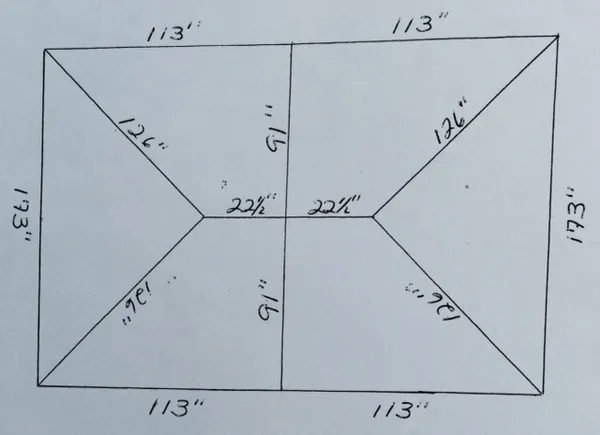 Rectangular shape with diagonal measurements