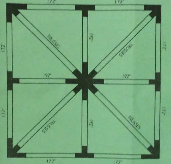 Square layout with diagonal trusses