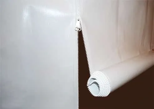 Rolled white tarp with zipper
