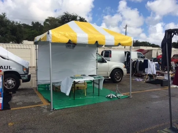 Canopy setup in parking lot sale