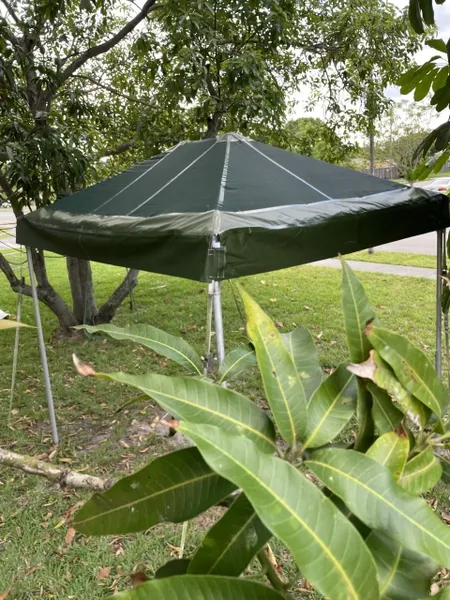 Outdoor tent with green cover