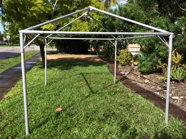 Outdoor canopy frame on lawn