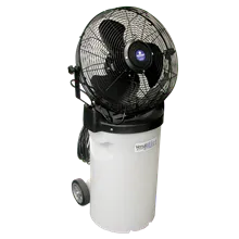 Portable misting fan on black background