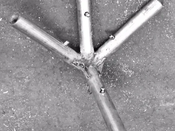 Three-way pipe connector on ground