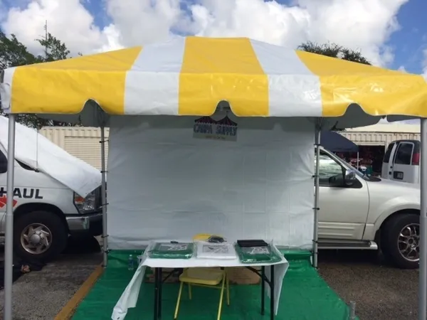 Outdoor market stall with table setup