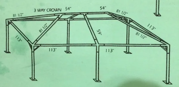 Metal frame structure with dimensions