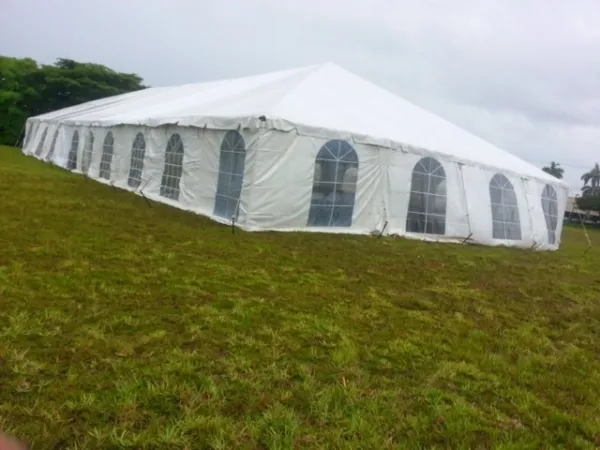 Outdoor wedding tent setup