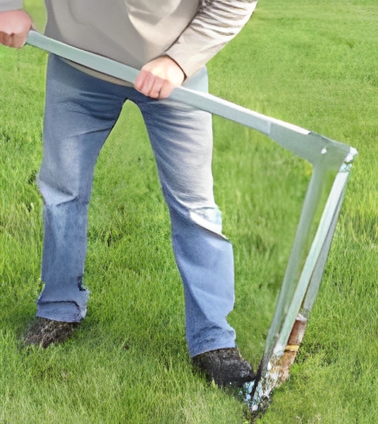 Person using a sod cutter on grass