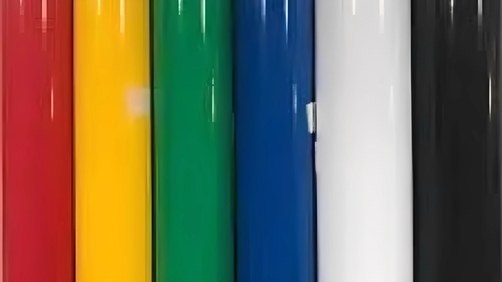 Glossy red yellow green blue white black rolls