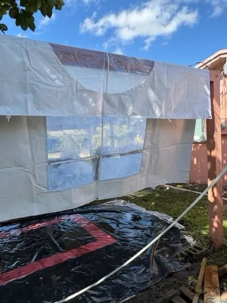 Temporary shelter with clear window